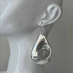 E&L Israel Twist Sterling Silver Electroform Teardrop Earrings 2 1/4" long
